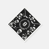 ホッケーブラックとホワイトをテーマにした子供の誕生日パーティー スタンダードカクテルナプキン (角)