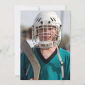 ホッケーブラックとホワイトをテーマにした子供の誕生日パーティー 招待状 (裏面)