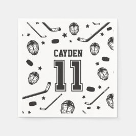 ホッケーブラックとホワイト11誕生日 スタンダードカクテルナプキン