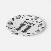 ホッケーブラックとホワイト11誕生日 ペーパープレート (アングル)