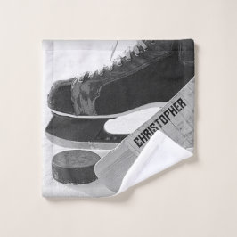 ホッケーブラックスケーパーソナライズされたツ ウォッシュタオル