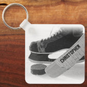 ホッケーブラックスケーパーソナライズされたツ キーホルダー (正面)