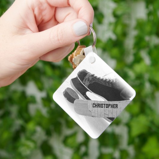 ホッケーブラックスケーパーソナライズされたツ キーホルダー (手)