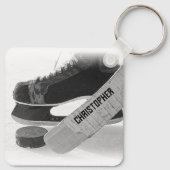 ホッケーブラックスケーパーソナライズされたツ キーホルダー (裏面)