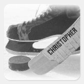 ホッケーブラックスケーパーソナライズされたツ スクエアシール (正面)