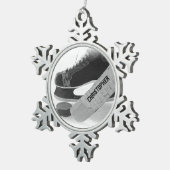 ホッケーブラックスケーパーソナライズされたツ スノーフレークピューターオーナメント (右)