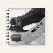 ホッケーブラックスケーパーソナライズされたツ ノートブック (正面)