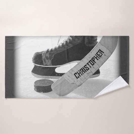 ホッケーブラックスケーパーソナライズされたツ バスタオル (バスタオル)