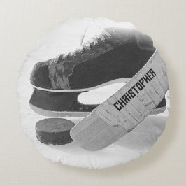 ホッケーブラックスケーパーソナライズされたツ ラウンドクッション