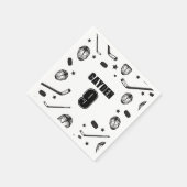 ホッケーブラック&ホワイト誕生日 スタンダードカクテルナプキン (角)