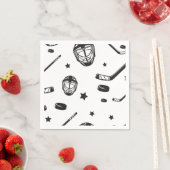 ホッケーブラック&ホワイト誕生日 スタンダードカクテルナプキン (インサイチュ)