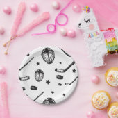 ホッケーブラック&ホワイト誕生日 ペーパープレート (パーティー)