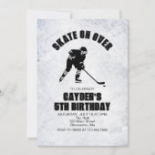 ホッケーブラック&ホワイト誕生日 招待状 (正面)