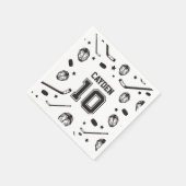 ホッケーブラック&ホワイト10誕生日 スタンダードカクテルナプキン (角)