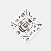 ホッケーブラック&ホワイト12誕生日 スタンダードカクテルナプキン (角)