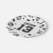 ホッケーブラック&ホワイト13誕生日 ペーパープレート (アングル)