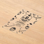 ホッケーブラック&ホワイト5誕生日 アクリル招待状 (レイダウン)