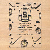 ホッケーブラック&ホワイト5誕生日 アクリル招待状 (正面)