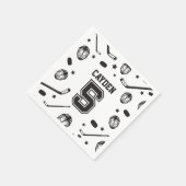 ホッケーブラック&ホワイト5誕生日 スタンダードカクテルナプキン (角)