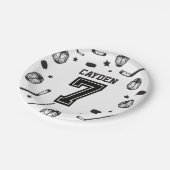 ホッケーブラック&ホワイト7誕生日 ペーパープレート (アングル)