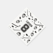 ホッケーブラック&ホワイト8誕生日 スタンダードカクテルナプキン (角)