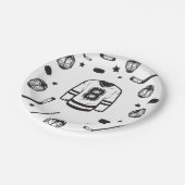 ホッケーブラック&ホワイト8誕生日 ペーパープレート (アングル)