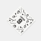 ホッケーブラック&ホワイト9誕生日 スタンダードカクテルナプキン (角)