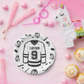 ホッケーブラック&ホワイト9誕生日 ペーパープレート (パーティー)