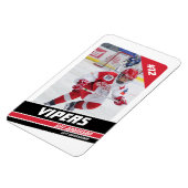 ホッケープレイヤーが赤い力強い白の上にキープサケ マグネット (左側)