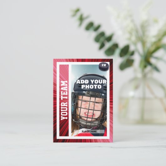 ホッケープレイヤーのトレーディングカード土産 |赤色の光線 コーリングカード (スタンド正面)