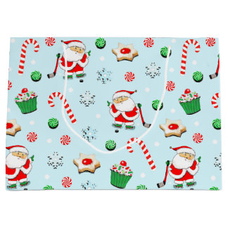 ホッケープレイヤークリスマスホリデー ラージペーパーバッグ