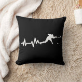 ホッケープレイヤーハートビートアイスホッケーギフト クッション (ブランケット)