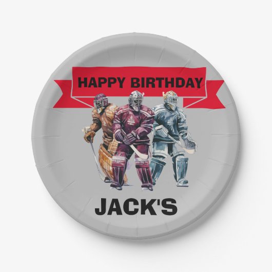 ホッケープレイヤーバースデーパーティーテーマ ペーパープレート (正面)