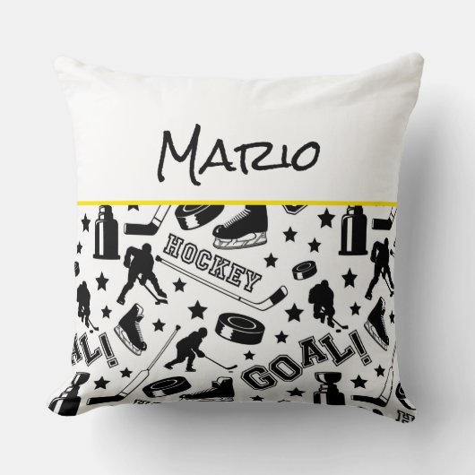 ホッケープレイヤー名パックスティックゴールスポーツおもしろい クッション (正面)