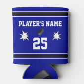 ホッケープレイヤー向けの青、白、黒、ギフトアイディア 缶クーラー (裏面)