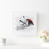 ホッケープレイヤー スクエア壁時計 (ホーム)