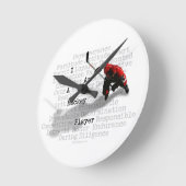 ホッケープレイヤー ラウンド壁時計 (傾斜)