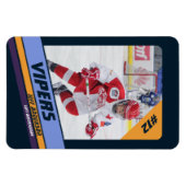 ホッケープレーヤーのViolet上のキープサケ鮮やかー マグネット (横)