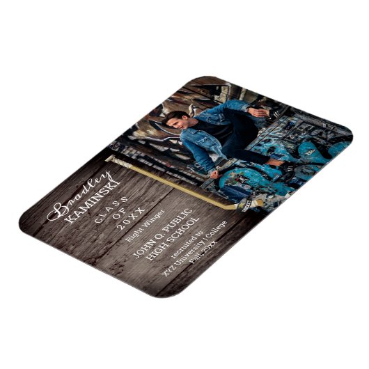 ホッケープレーヤースポーツ卒業写真のお知らせ マグネット (左側)