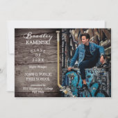 ホッケープレーヤースポーツ卒業写真のお知らせ 招待状 (正面)