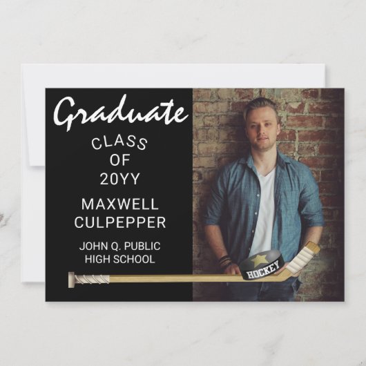 ホッケープレーヤースポーツ卒業写真のお知らせ 招待状 (正面)