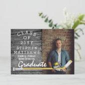 ホッケープレーヤースポーツ素朴写真卒業 招待状 (スタンド正面)