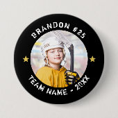 ホッケープレーヤーチーム写真の色パーソナライズされた 缶バッジ (正面)