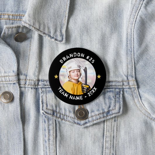 ホッケープレーヤーチーム写真の色パーソナライズされた 缶バッジ (インサイチュ)