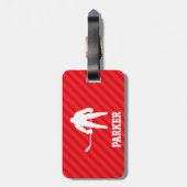 ホッケープレーヤー;緋色の赤ストライプ色 ラゲッジタグ (裏面縦)