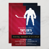 ホッケープレーヤー;赤、白、および青 招待状 (正面/裏面)