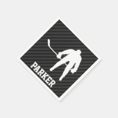 ホッケープレーヤー；黒とダークグレーのストライプ スタンダードカクテルナプキン (角)