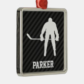ホッケープレーヤー;黒とダークグレーのストライプ メタルオーナメント (右)