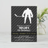 ホッケープレーヤー；黒とダークグレーのストライプ 招待状 (スタンド正面)
