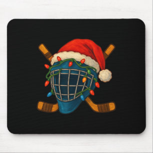 ホッケーヘルメットサンタクリスマス電飾Xmas男性少年 マウスパッド
